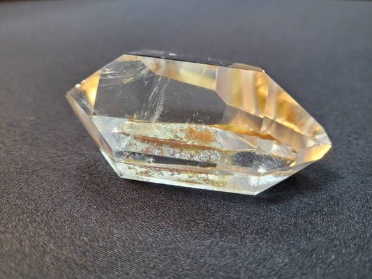 Double Terminated One Side Raw Clear Quartz High Grade with Oxidation and Lodolite Inclusions